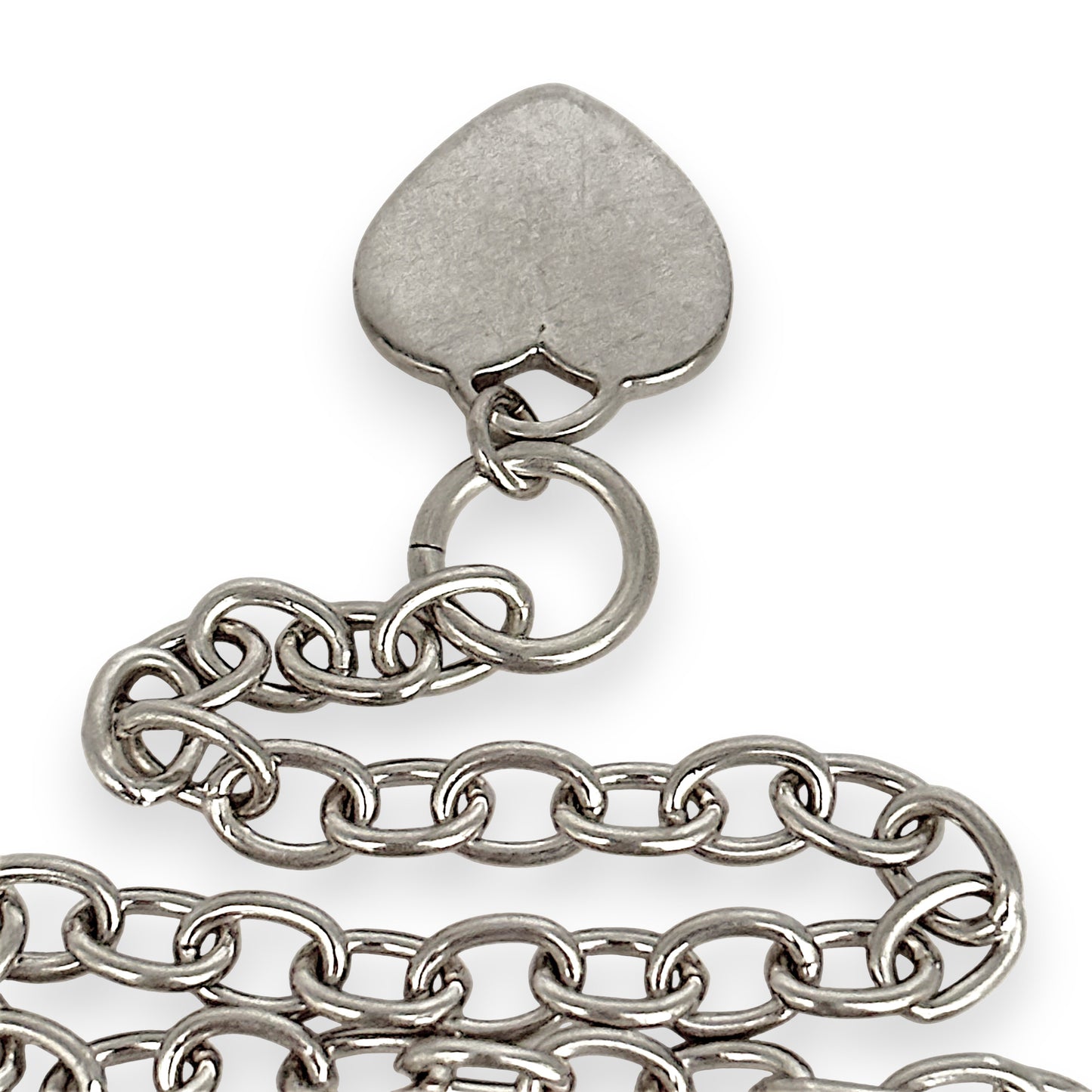 SILVER DEAL | Sterling Silver Oval Link 44cm Necklace with Heart Tag & Toggle Clasp