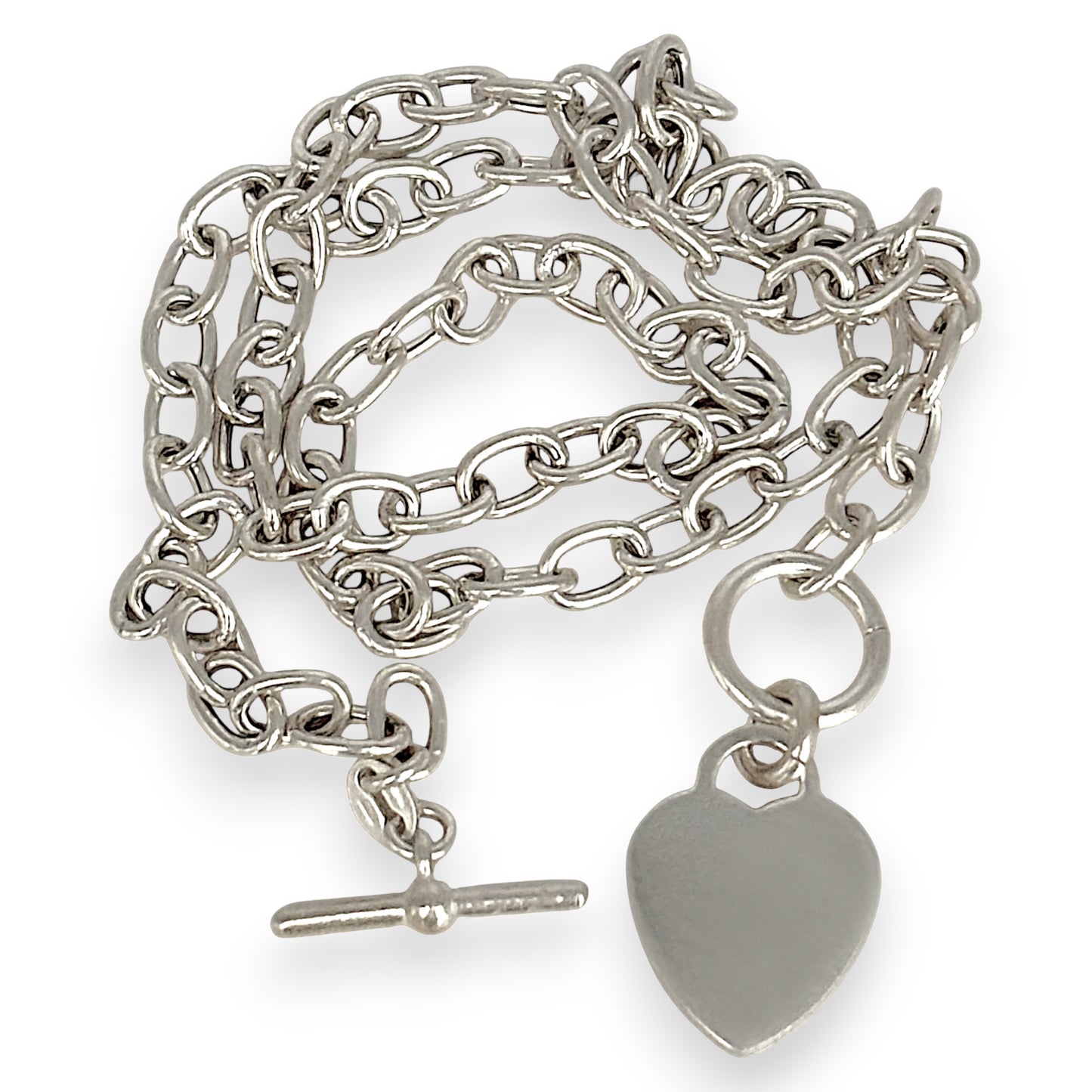 SILVER DEAL | Sterling Silver Solid Heart Toggle Necklace 42cm