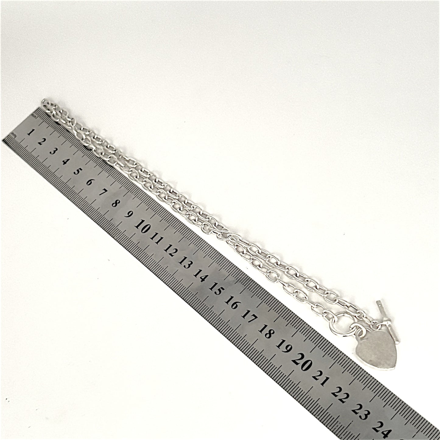 SILVER DEAL | Sterling Silver Solid Heart Toggle Necklace 42cm