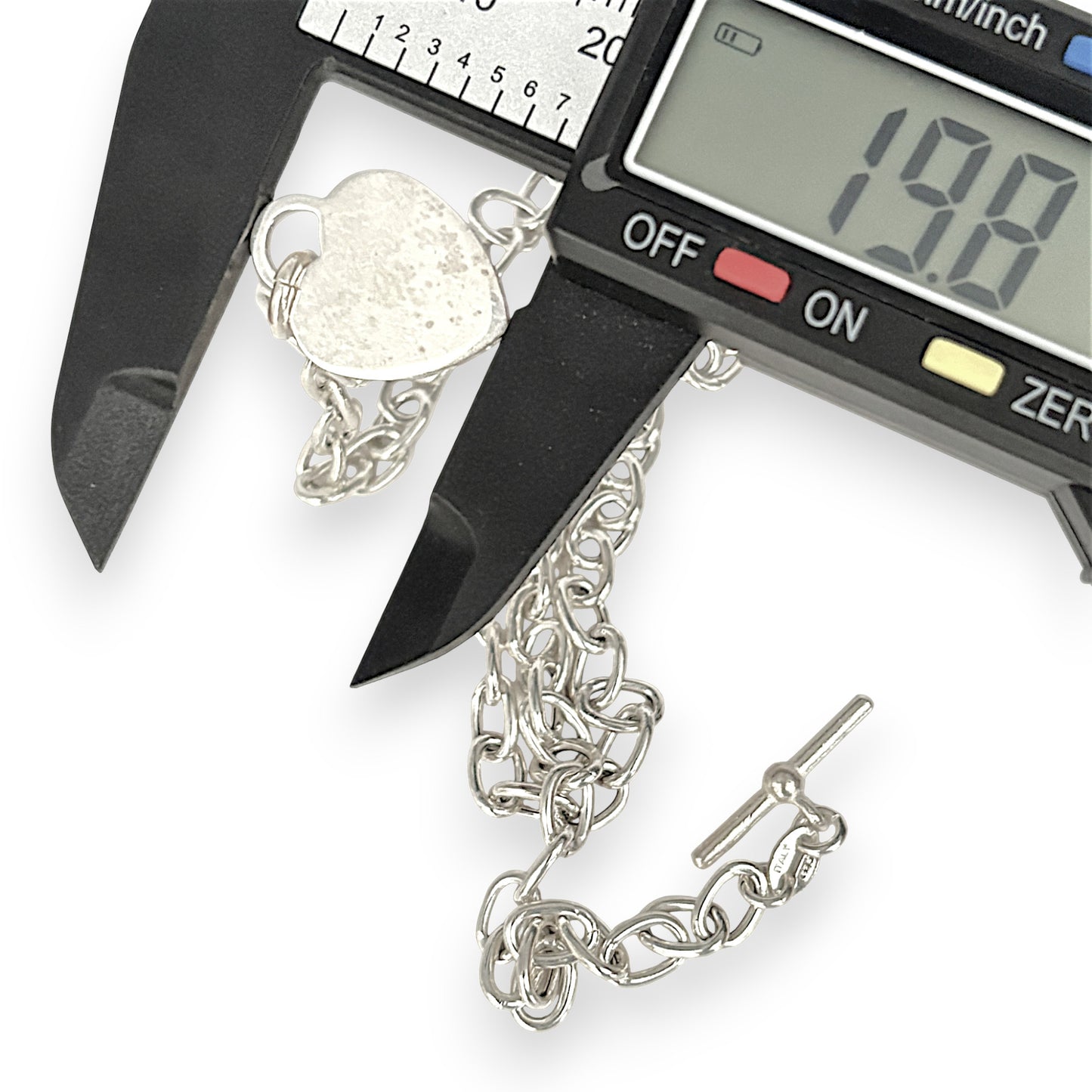 SILVER DEAL | Sterling Silver Solid Heart Toggle Necklace 42cm