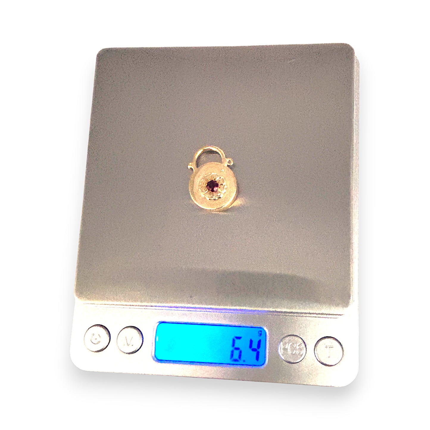 9ct Gold Red Stone Padlock. R # 666