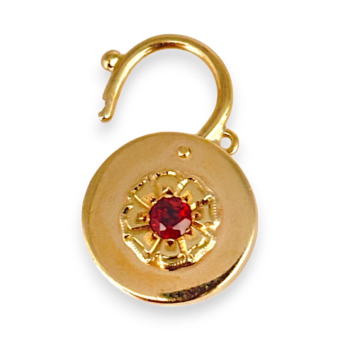 9ct Gold Red Stone Padlock. R # 666
