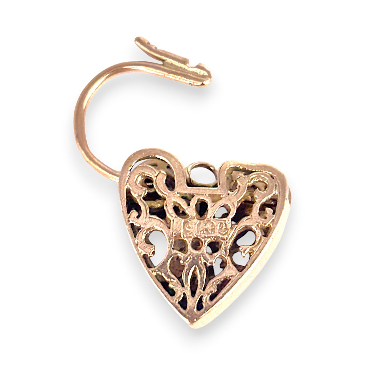 GOLD DEAL | 9ct Gold Filigree Squared Padlock Heart Pendant