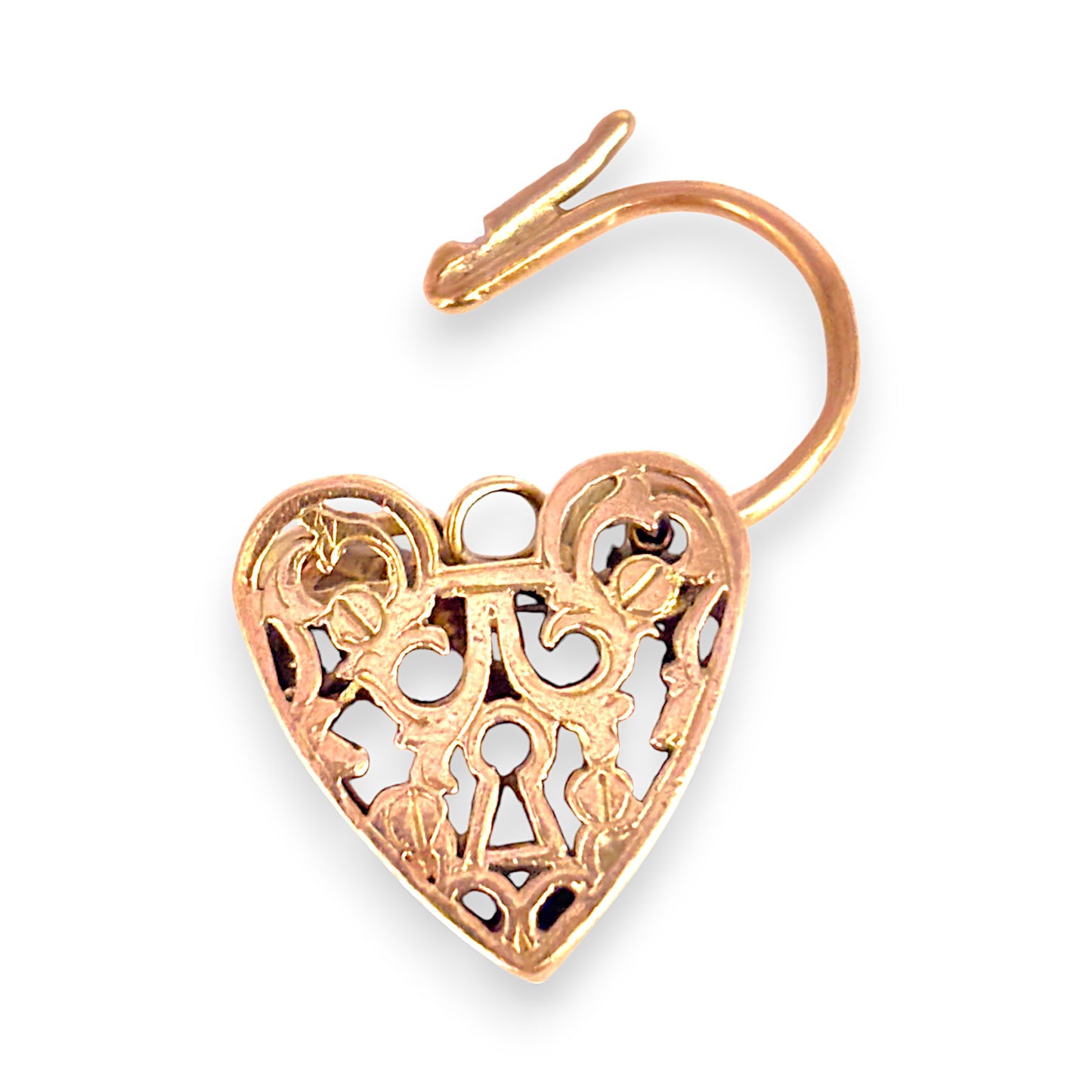GOLD DEAL | 9ct Gold Filigree Squared Padlock Heart Pendant