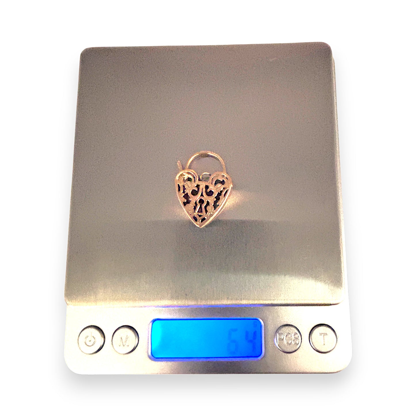 GOLD DEAL | 9ct Gold Filigree Squared Padlock Heart Pendant