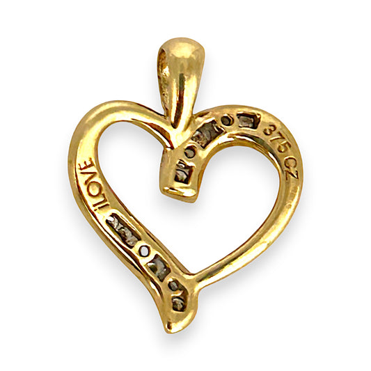 GOLD DEAL | 9ct (9K) Gold iLOVE Open Heart CZ Pendant