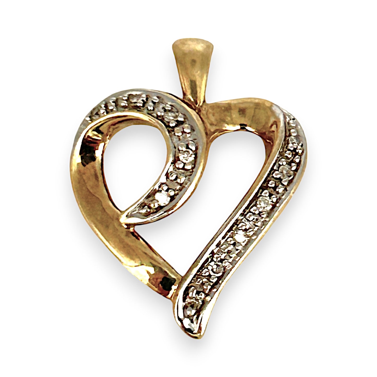 GOLD DEAL | 9ct (9K) Gold Two Tone Luna Lace Heart Pendant with Diamonds