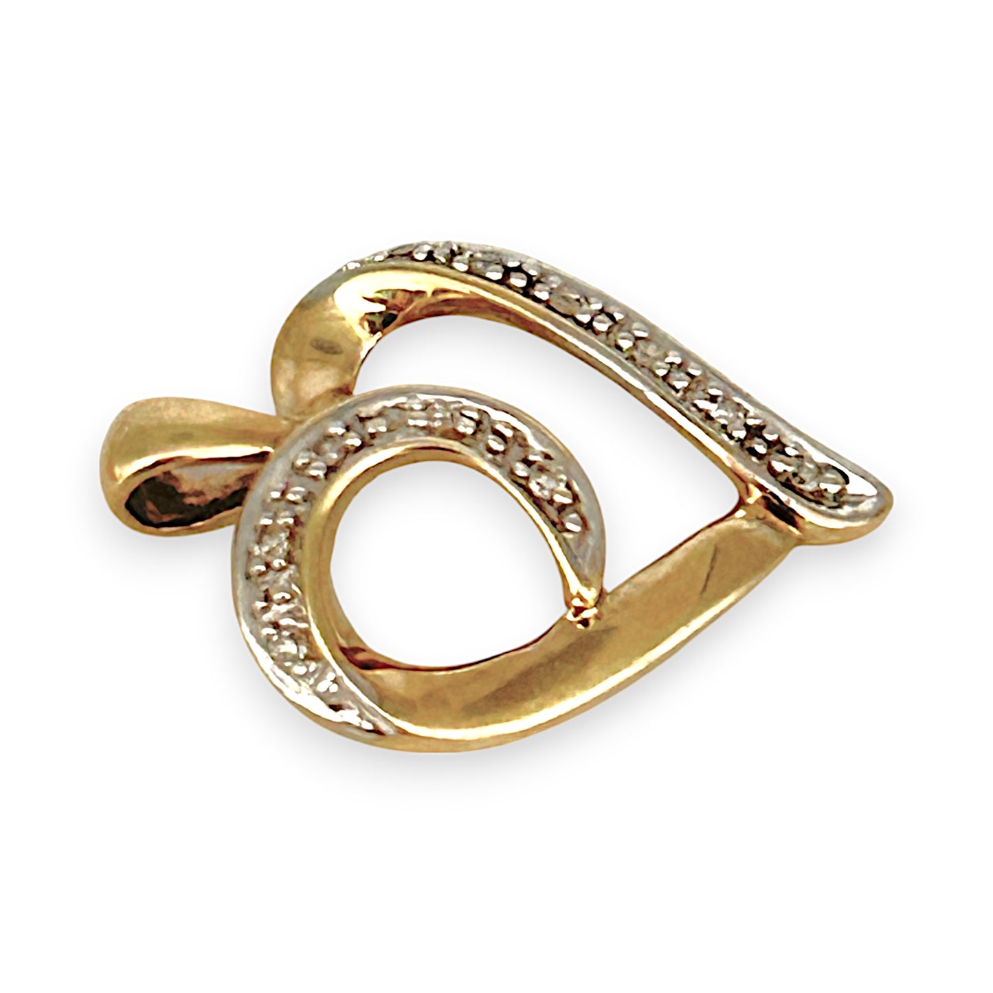 GOLD DEAL | 9ct (9K) Gold Two Tone Luna Lace Heart Pendant with Diamonds
