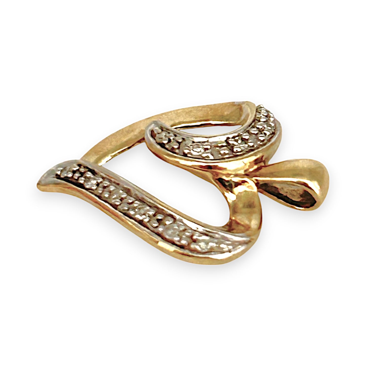 GOLD DEAL | 9ct (9K) Gold Two Tone Luna Lace Heart Pendant with Diamonds