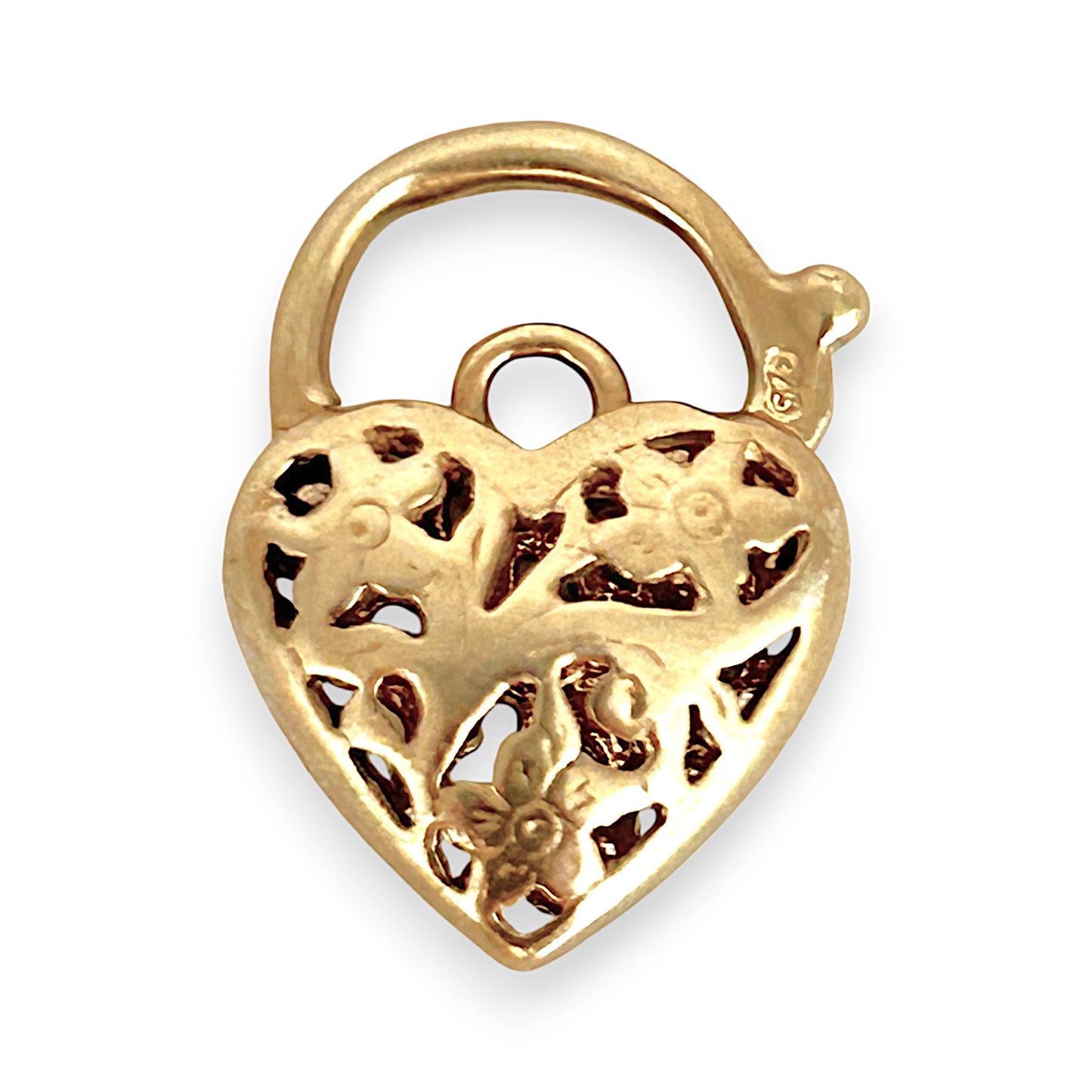 GOLD DEAL | FLASH SALE 9ct (9K) Gold Blossom Padlock Heart Pendant
