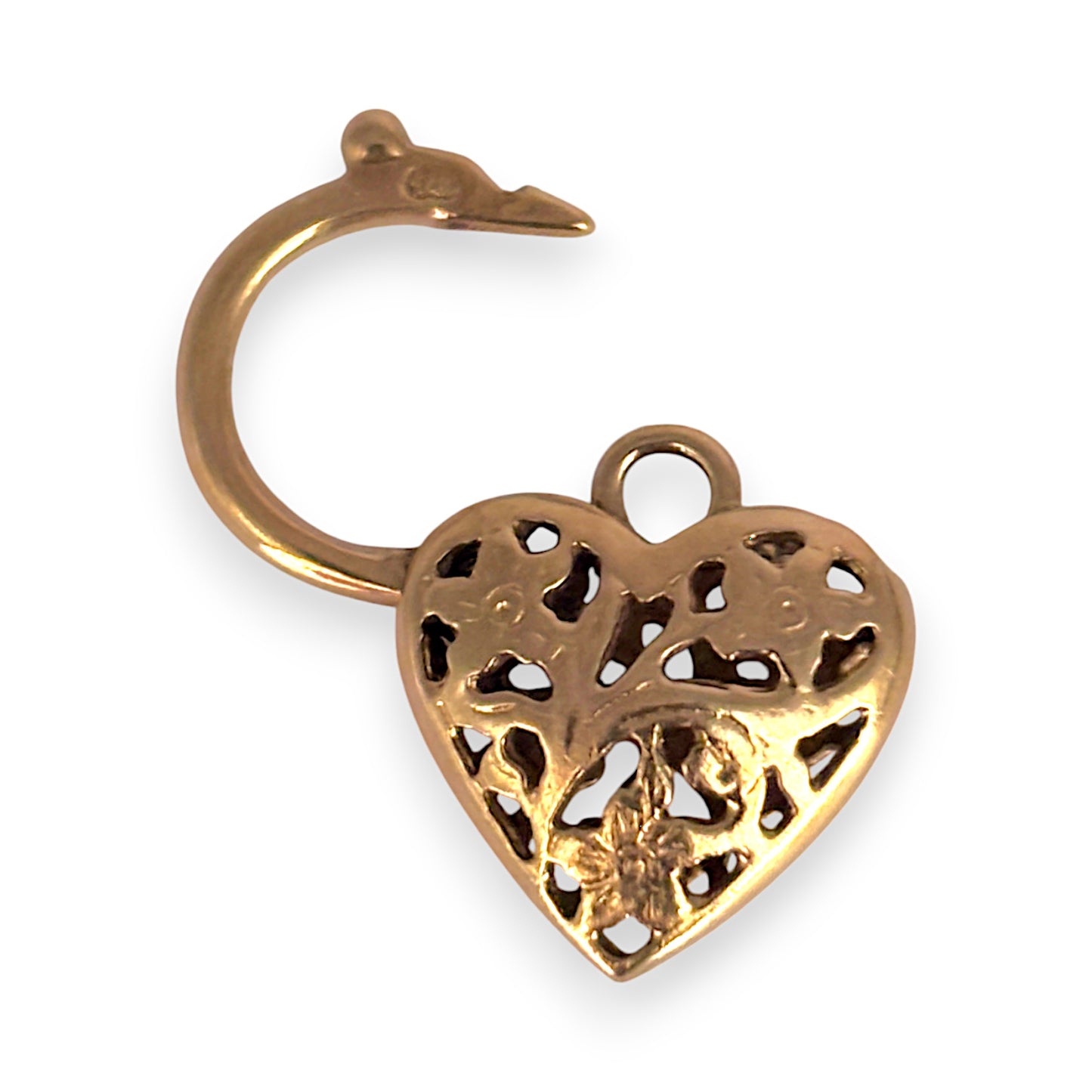 GOLD DEAL | 9ct Gold Filigree Rounded Padlock Heart Pendant