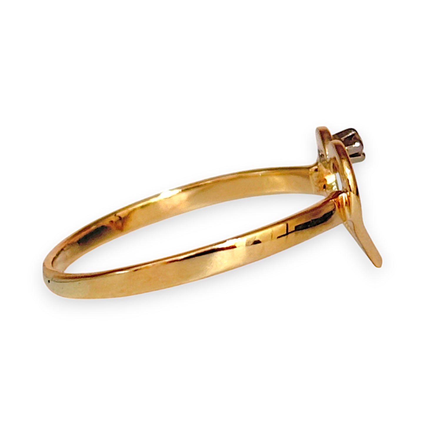 9ct Gold Heart Ring with Miniature Diamond, Size R. R # 679