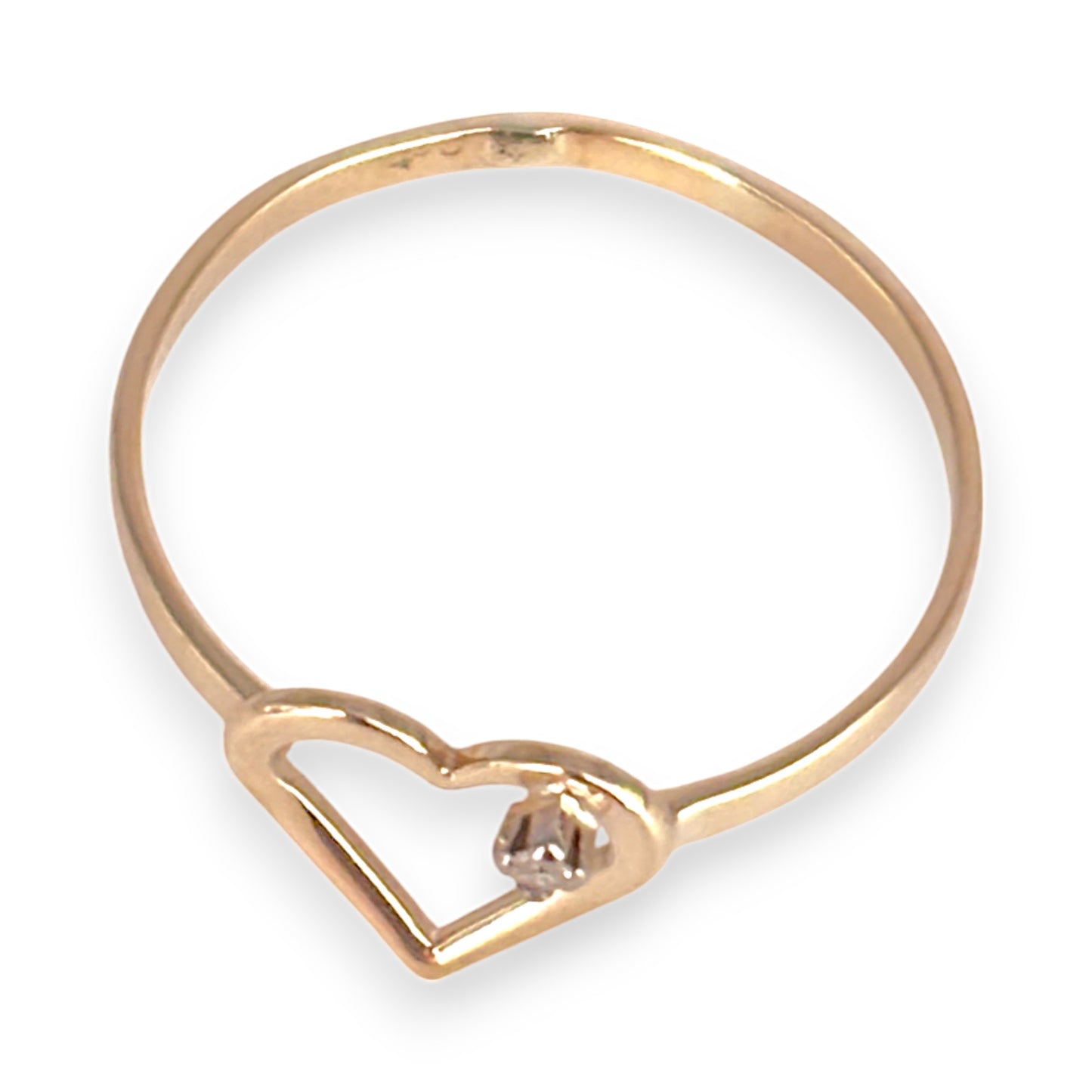 9ct Gold Heart Ring with Miniature Diamond, Size R. R # 679