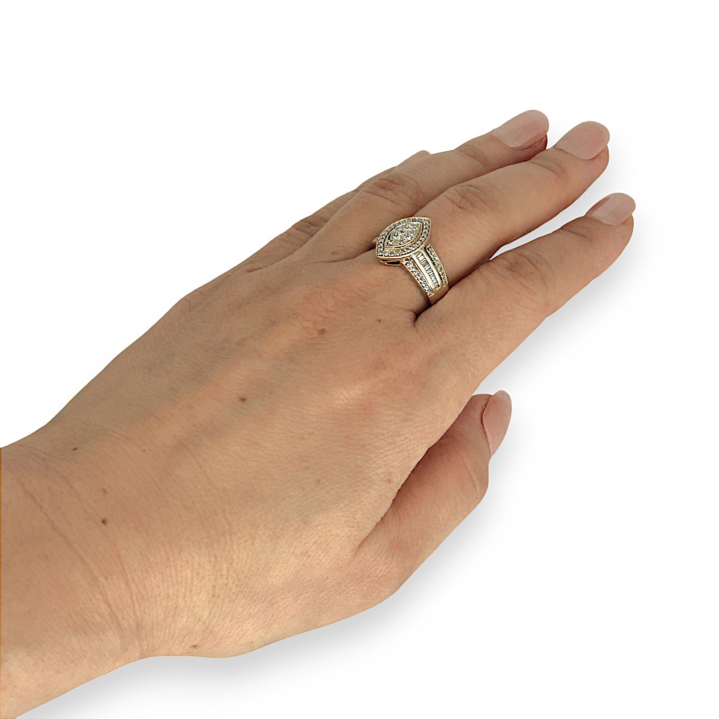 GOLD DEAL | FLASH SALE 9ct (9K) Gold Marquise Diamond Ring TDW 0.50ct Valuation $1,950