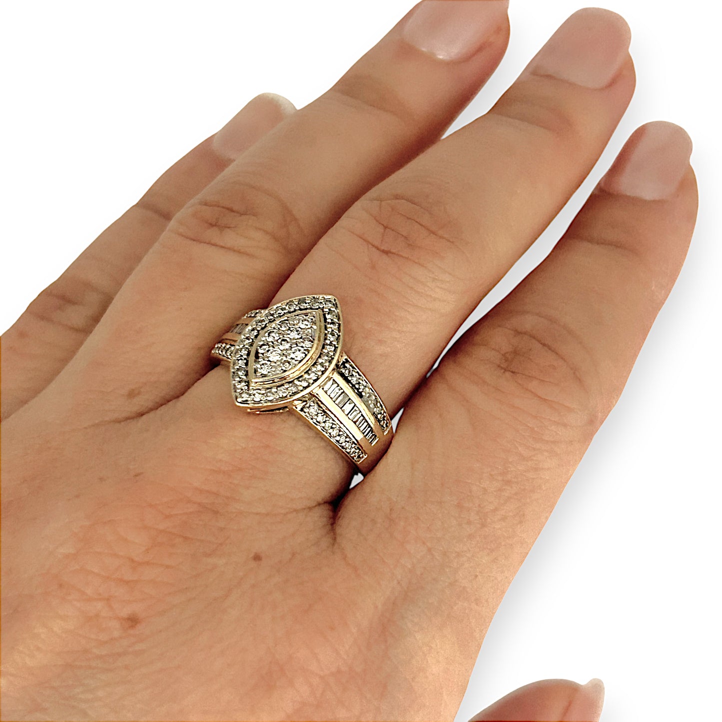 GOLD DEAL | FLASH SALE 9ct (9K) Gold Marquise Diamond Ring TDW 0.50ct Valuation $1,950