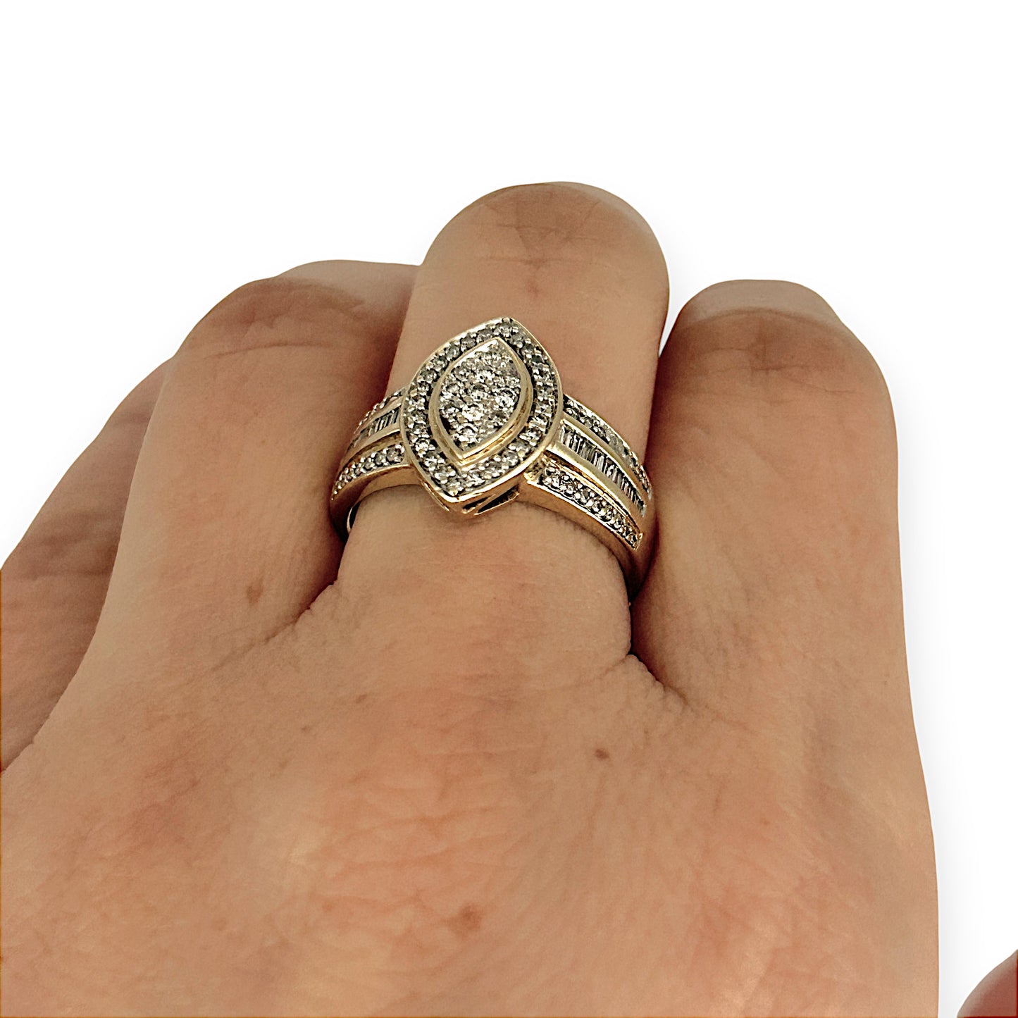 GOLD DEAL | FLASH SALE 9ct (9K) Gold Marquise Diamond Ring TDW 0.50ct Valuation $1,950