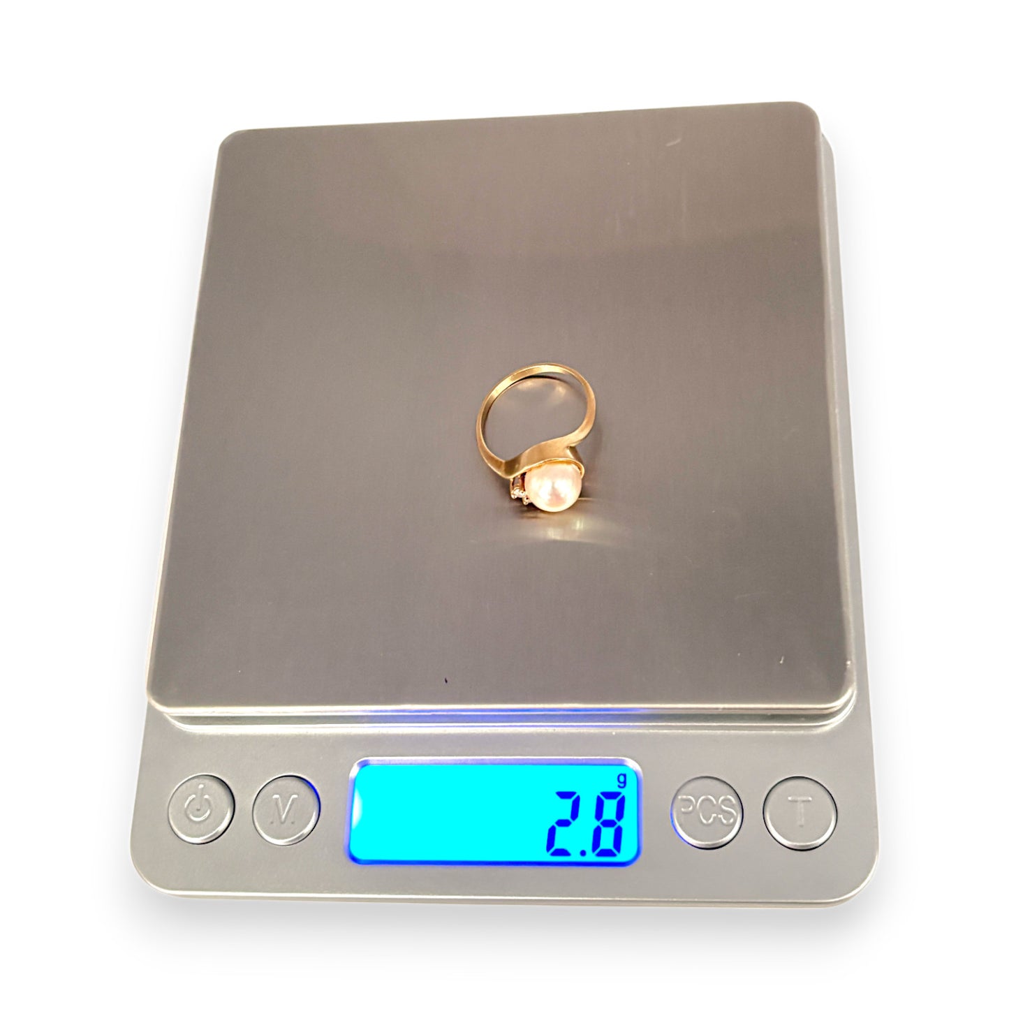GOLD DEAL | 9ct Gold Pearl & Diamonds Ring Size M