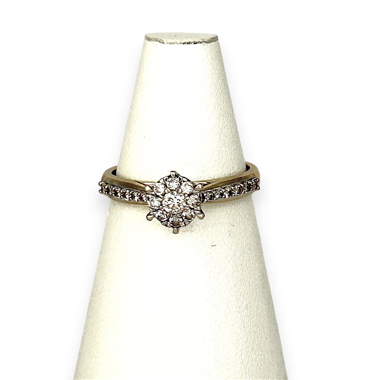 GOLD DEAL | FLASH SALE 9ct (9K) W/Y Gold Radiant Cluster Diamond Ring TDW 0.42ct Valuation $2,250