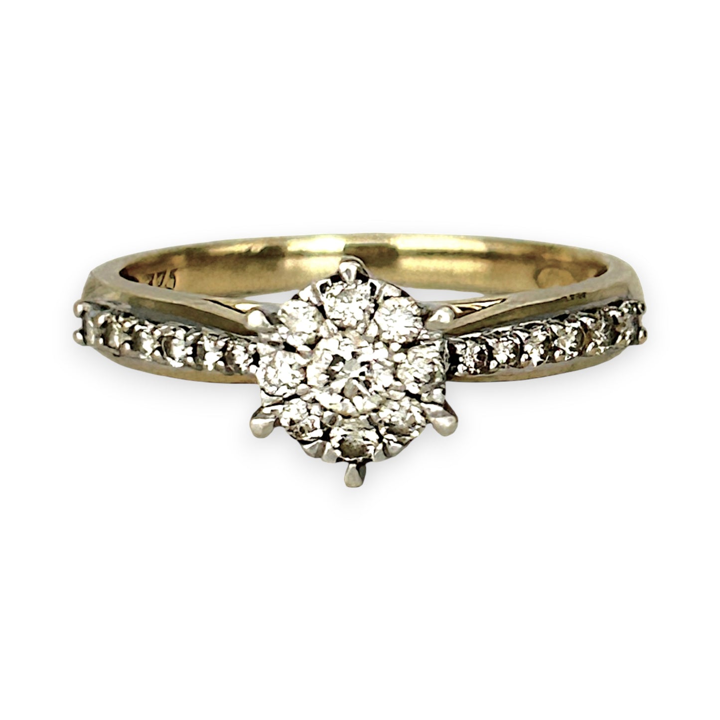 GOLD DEAL | FLASH SALE 9ct (9K) W/Y Gold Radiant Cluster Diamond Ring TDW 0.42ct Valuation $2,250