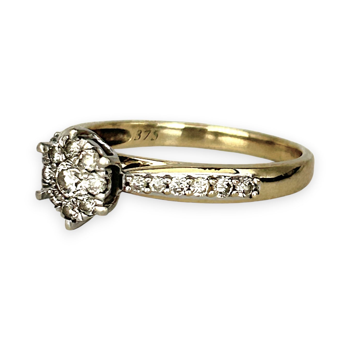 GOLD DEAL | FLASH SALE 9ct (9K) W/Y Gold Radiant Cluster Diamond Ring TDW 0.42ct Valuation $2,250