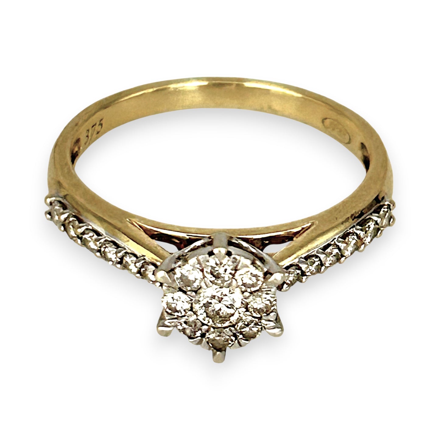 GOLD DEAL | FLASH SALE 9ct (9K) W/Y Gold Radiant Cluster Diamond Ring TDW 0.42ct Valuation $2,250