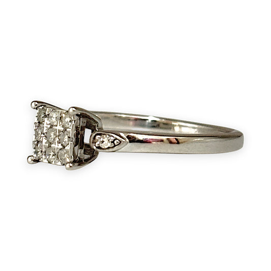 GOLD DEAL | 9ct White Gold Double Bezel Diamond Ring Valuation $950