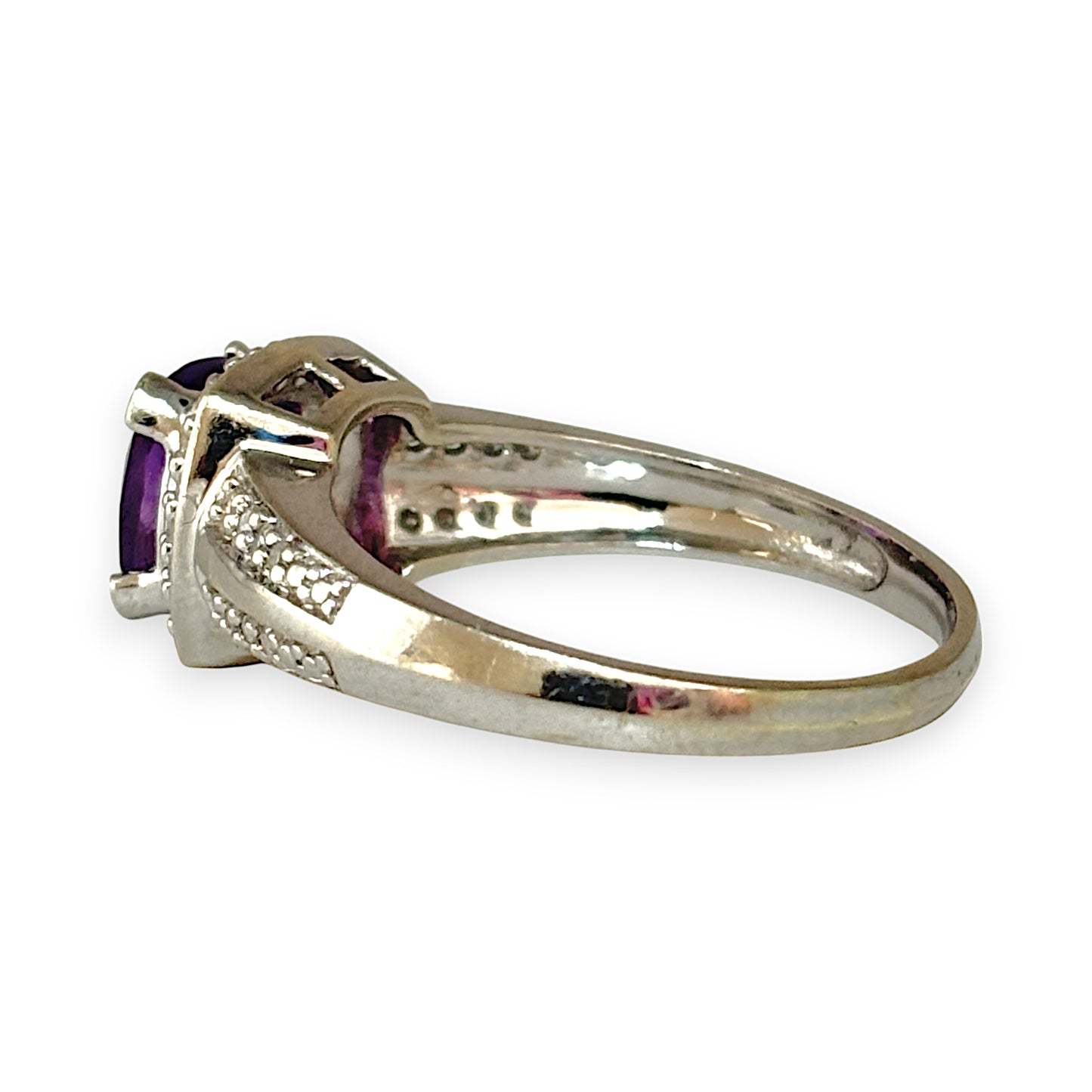 GOLD DEAL | 9ct White Gold Amethyst & Diamond Ring Valuation $1,300
