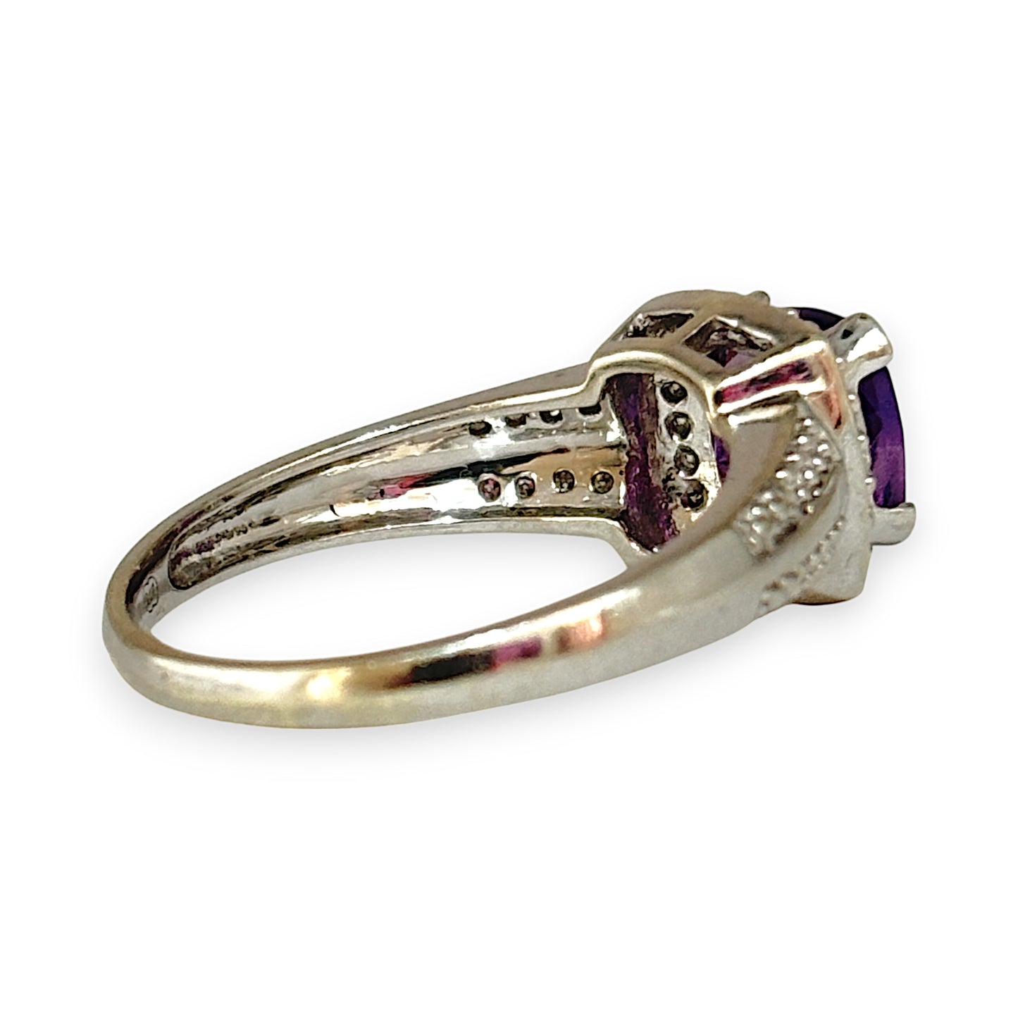 GOLD DEAL | 9ct White Gold Amethyst & Diamond Ring Valuation $1,300