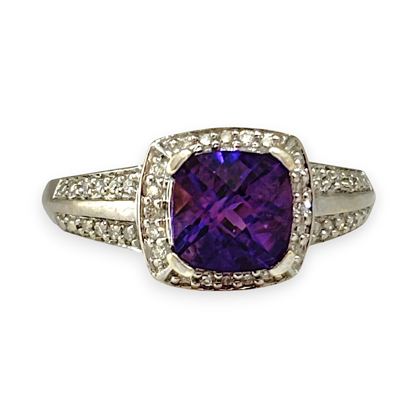 GOLD DEAL | 9ct White Gold Amethyst & Diamond Ring Valuation $1,300
