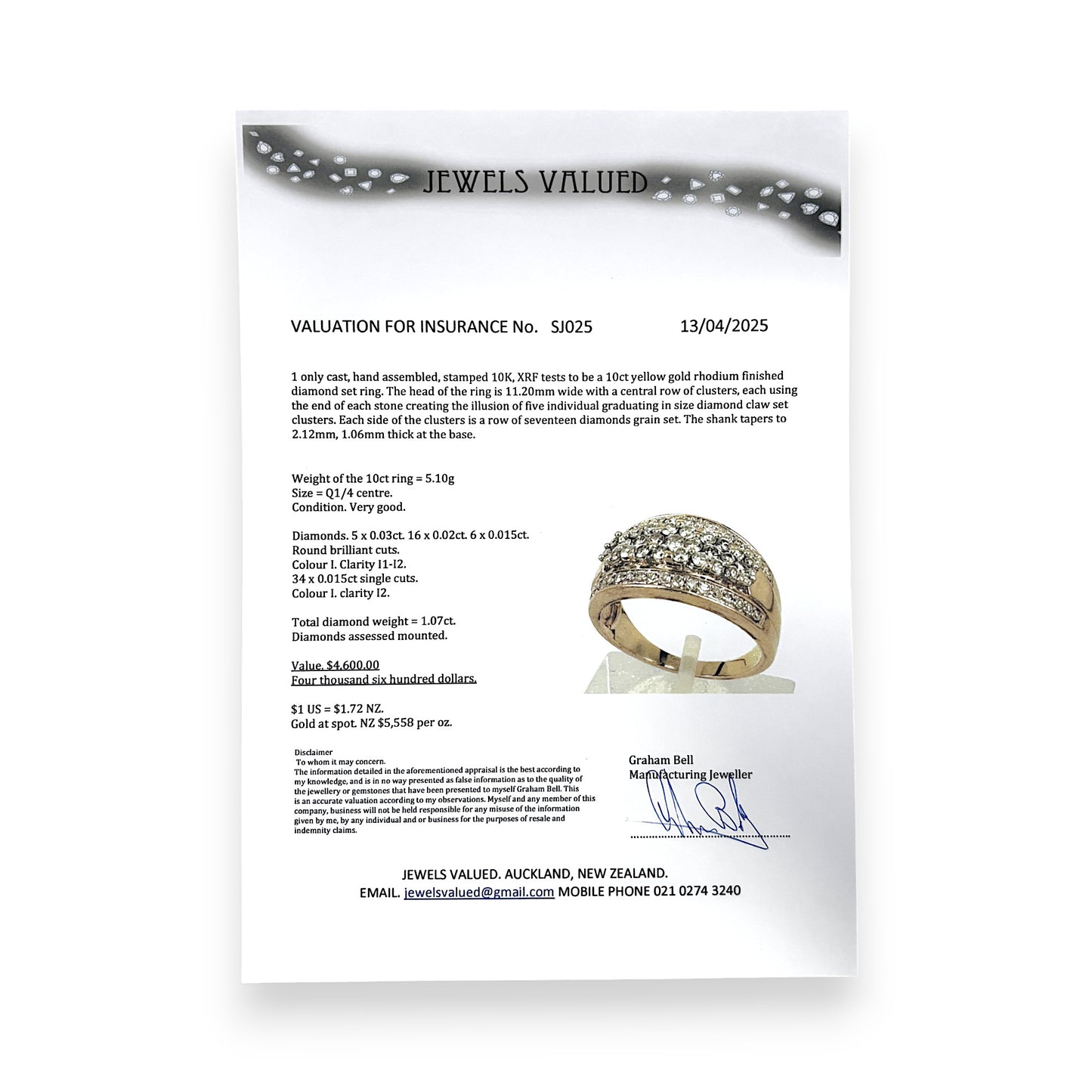 10K Gold Diamond 1.07ct Set Illusion Ring Size Q1/4, Valuation $4,600. R # 687