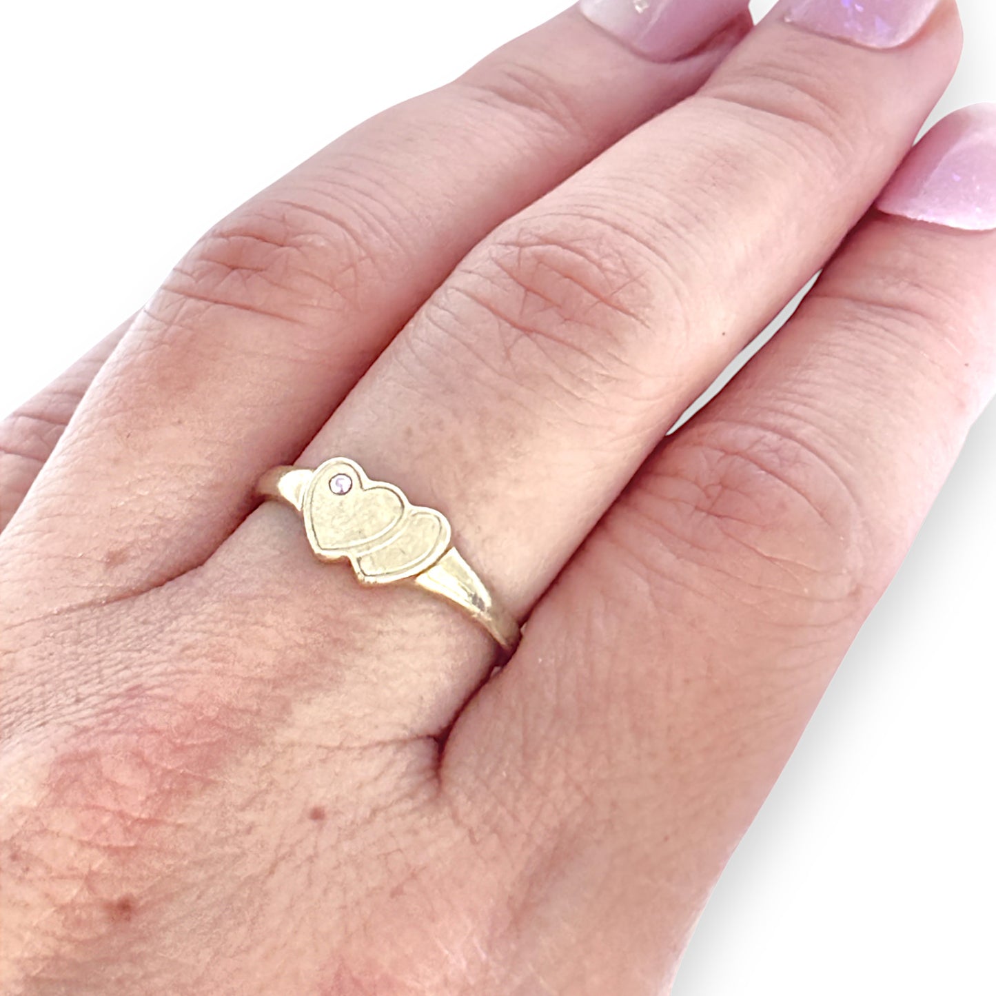 GOLD DEAL | 9ct Gold Twin Heart Elegance Diamond Ring Size O