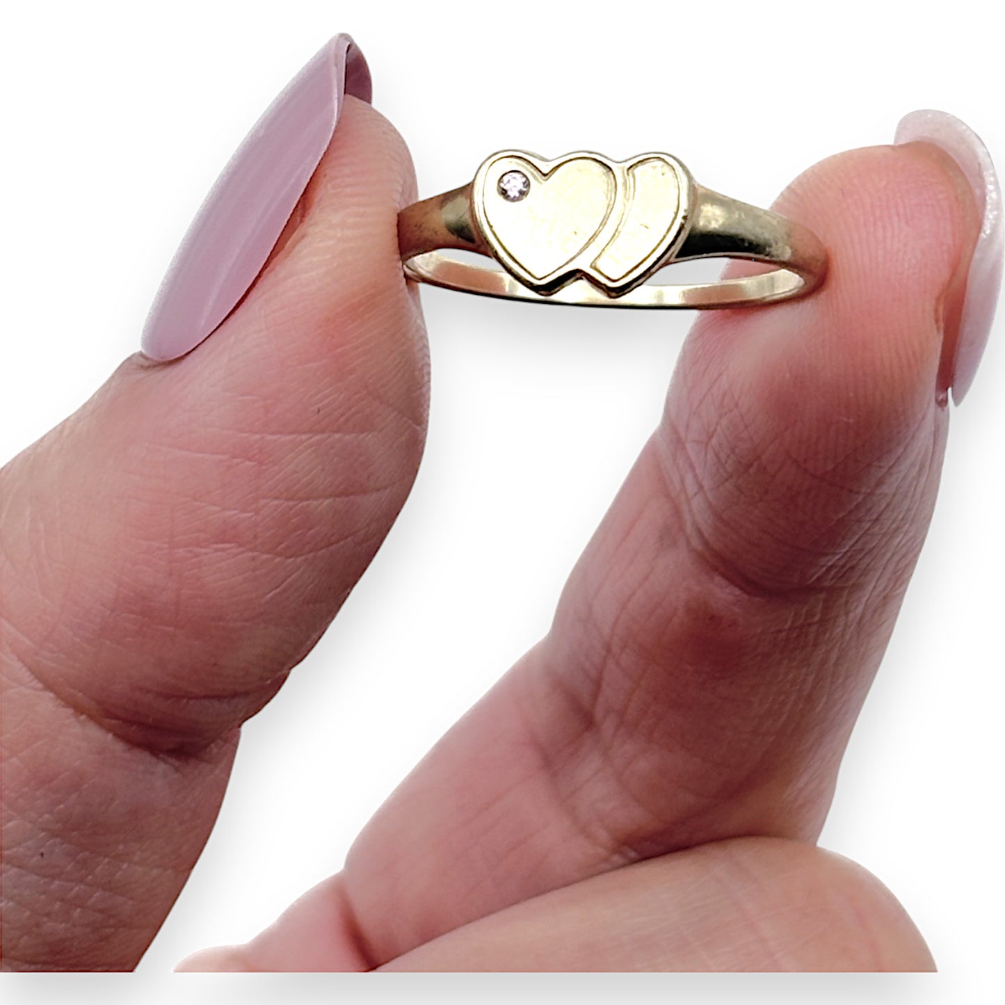 GOLD DEAL | 9ct Gold Twin Heart Elegance Diamond Ring Size O