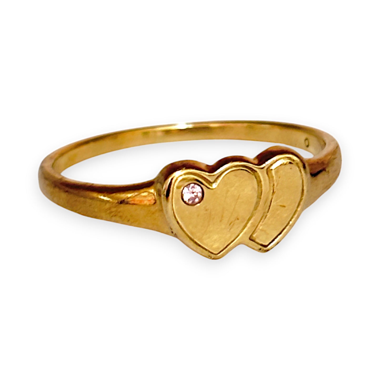 GOLD DEAL | 9ct Gold Twin Heart Elegance Diamond Ring Size O