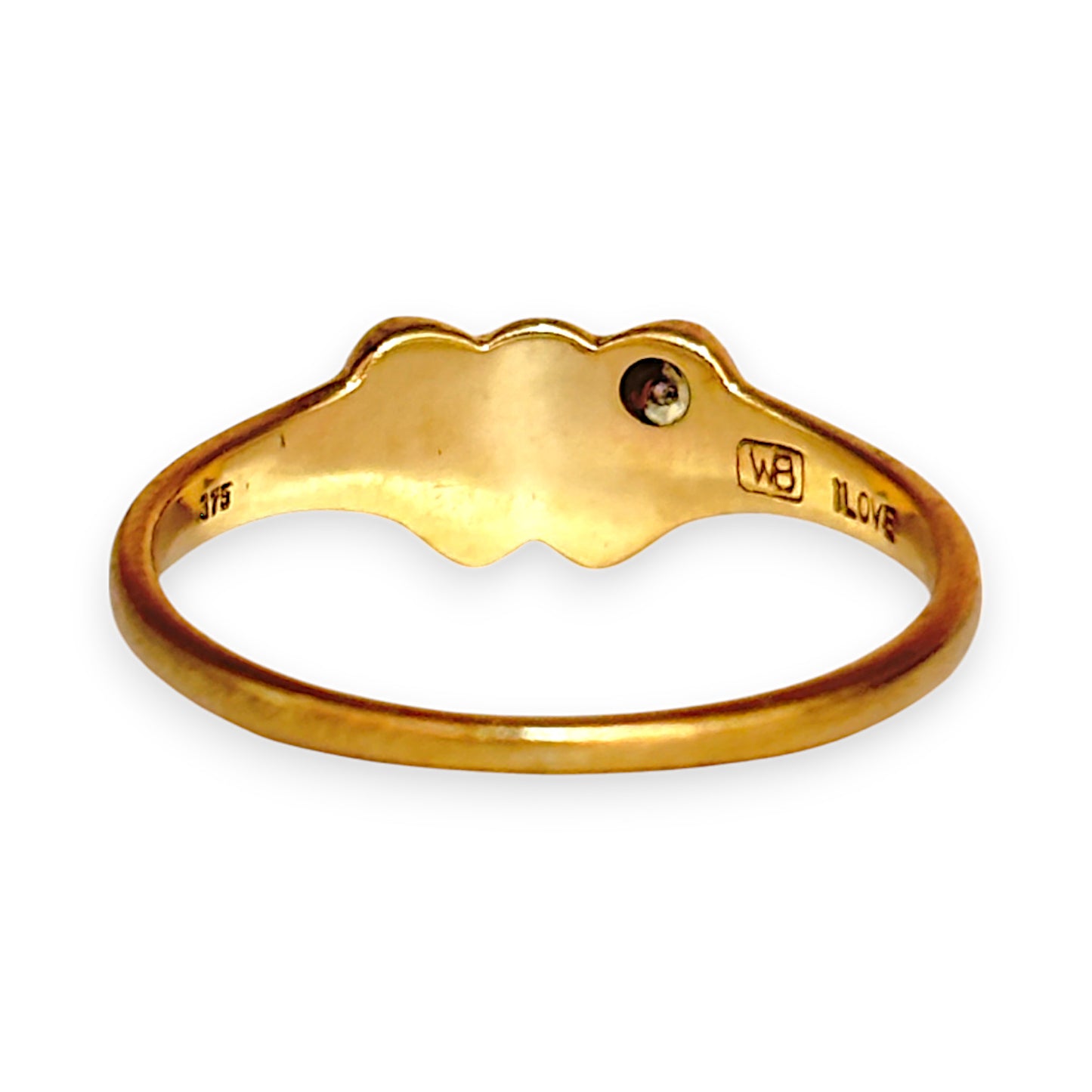 GOLD DEAL | 9ct Gold Twin Heart Elegance Diamond Ring Size O