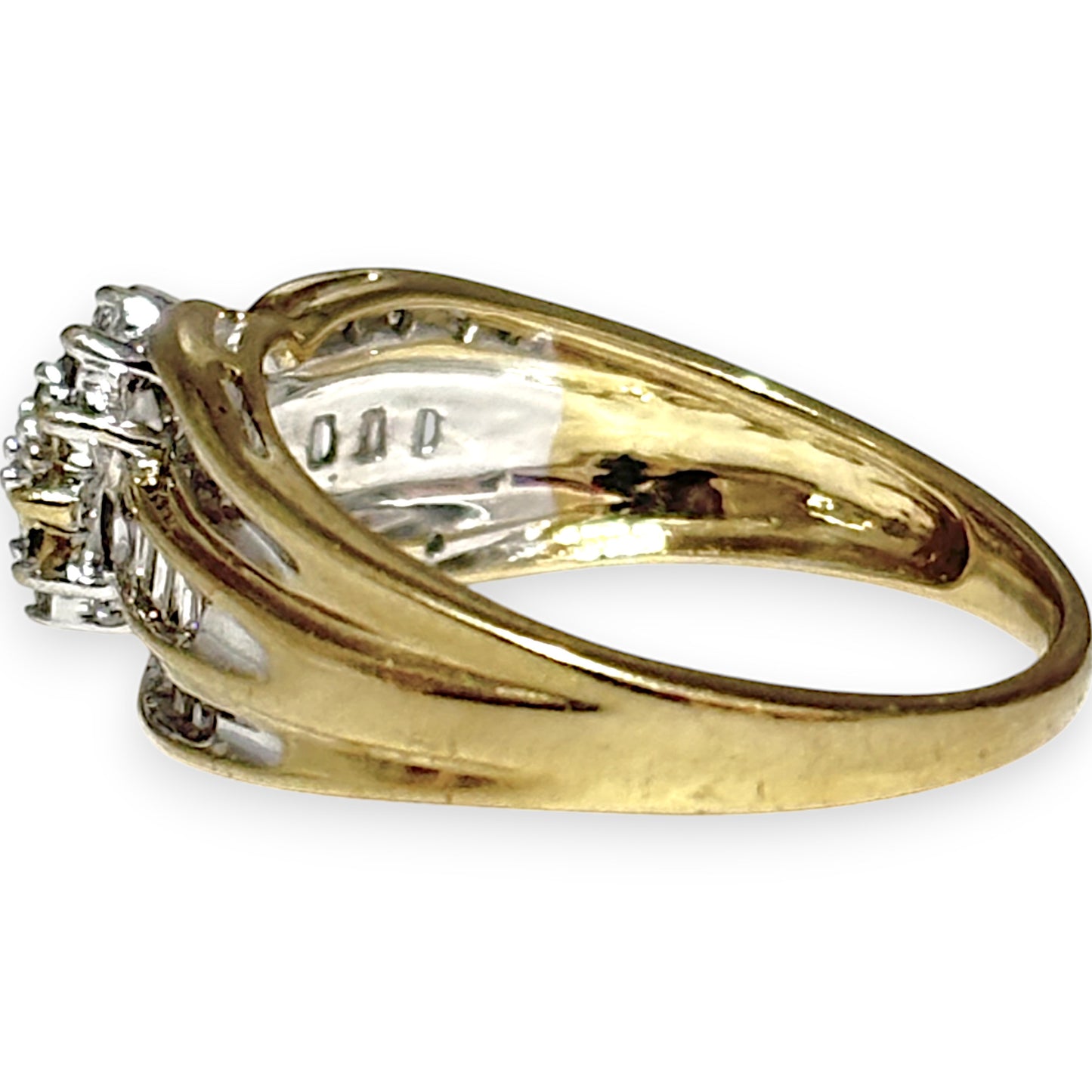 GOLD DEAL | 9ct Gold Triple Tier Cluster & Baguette Diamond Ring Valuation $2,150