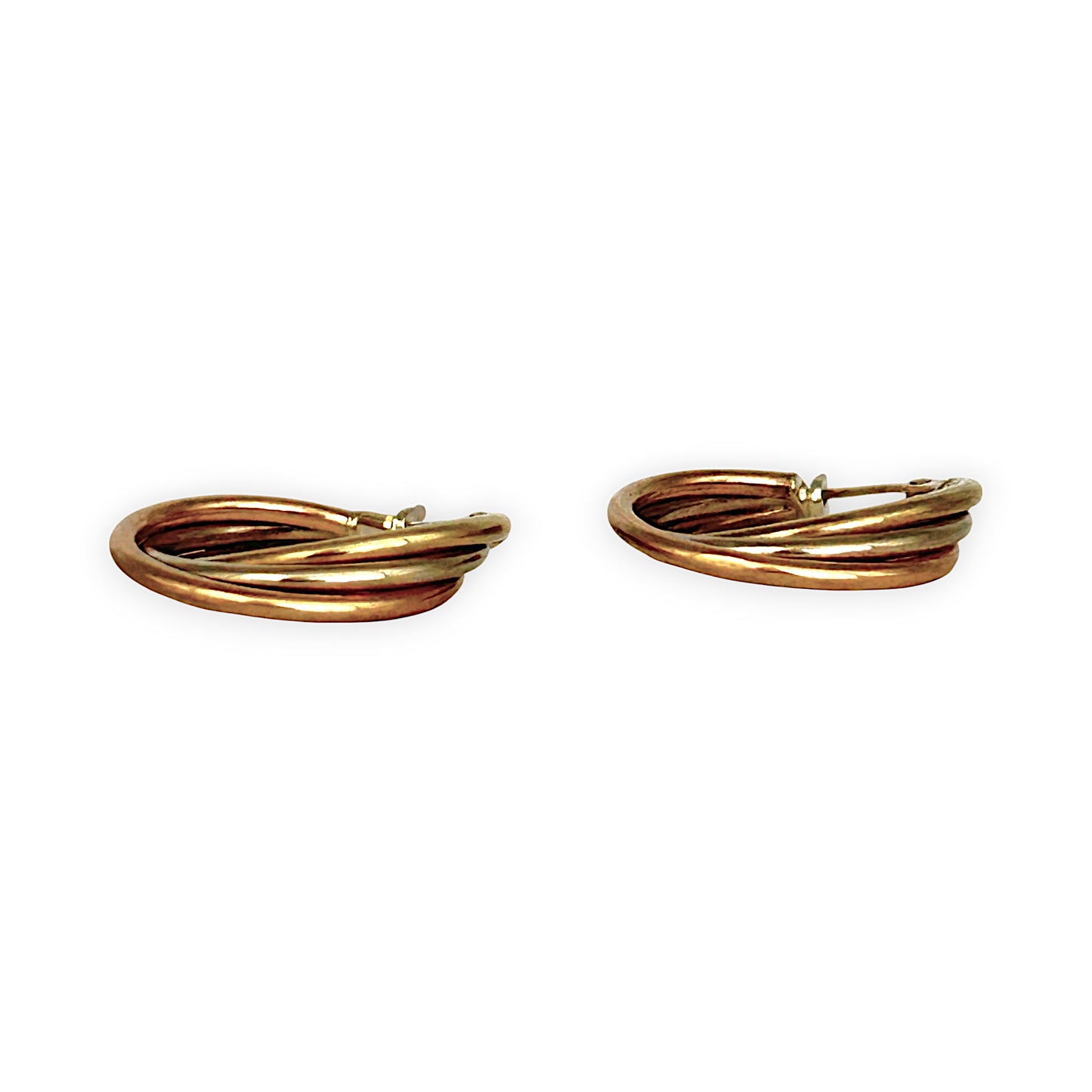 GOLD DEAL | 9ct (9K) Y/W/R Gold Loop 3 Tone Hoop Earrings