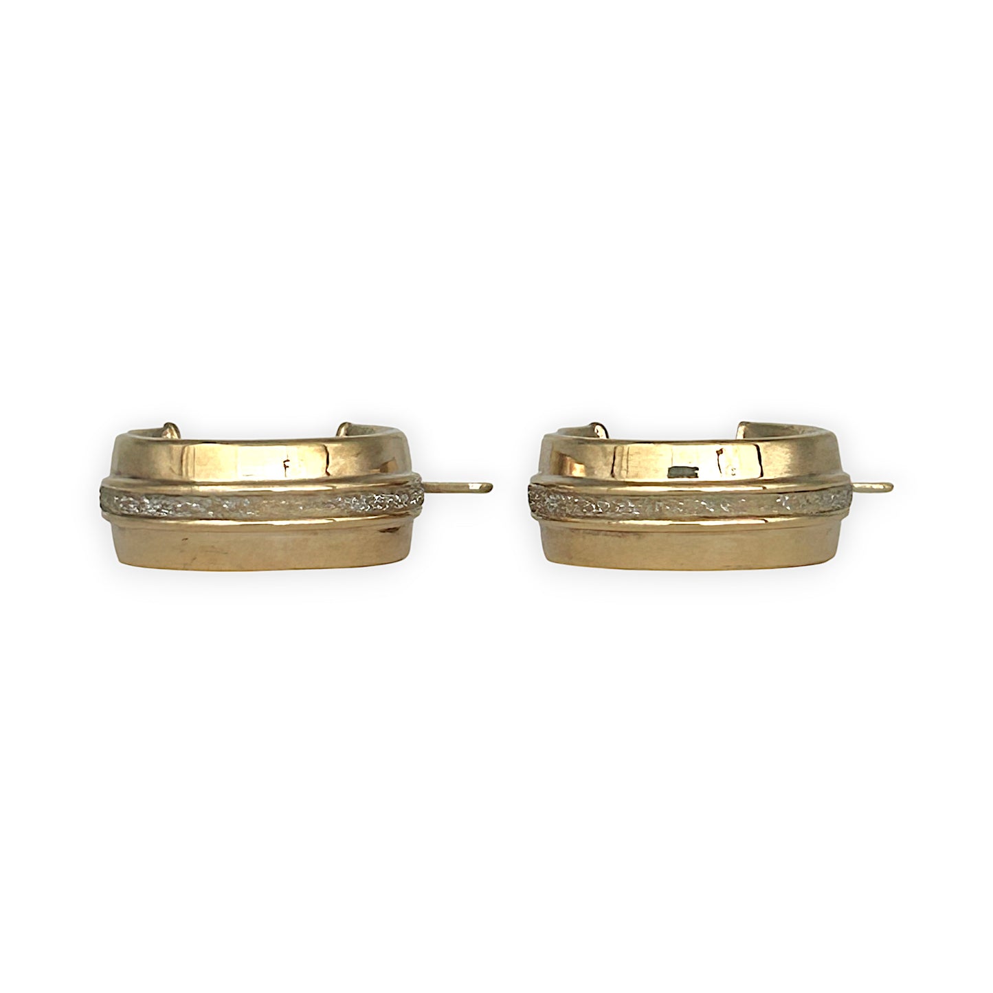 GOLD DEAL | 9ct (9K) Y/W Gold Estate Round Hoop Earrings