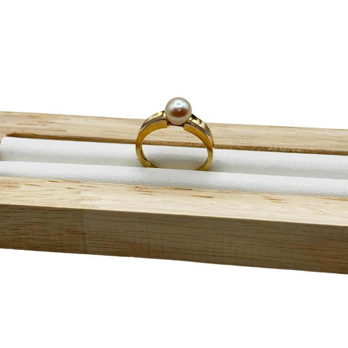 GOLD DEAL | 9ct Gold Solid Ring with 7.2mm Pearl, Size P-Q Width 4.8mm
