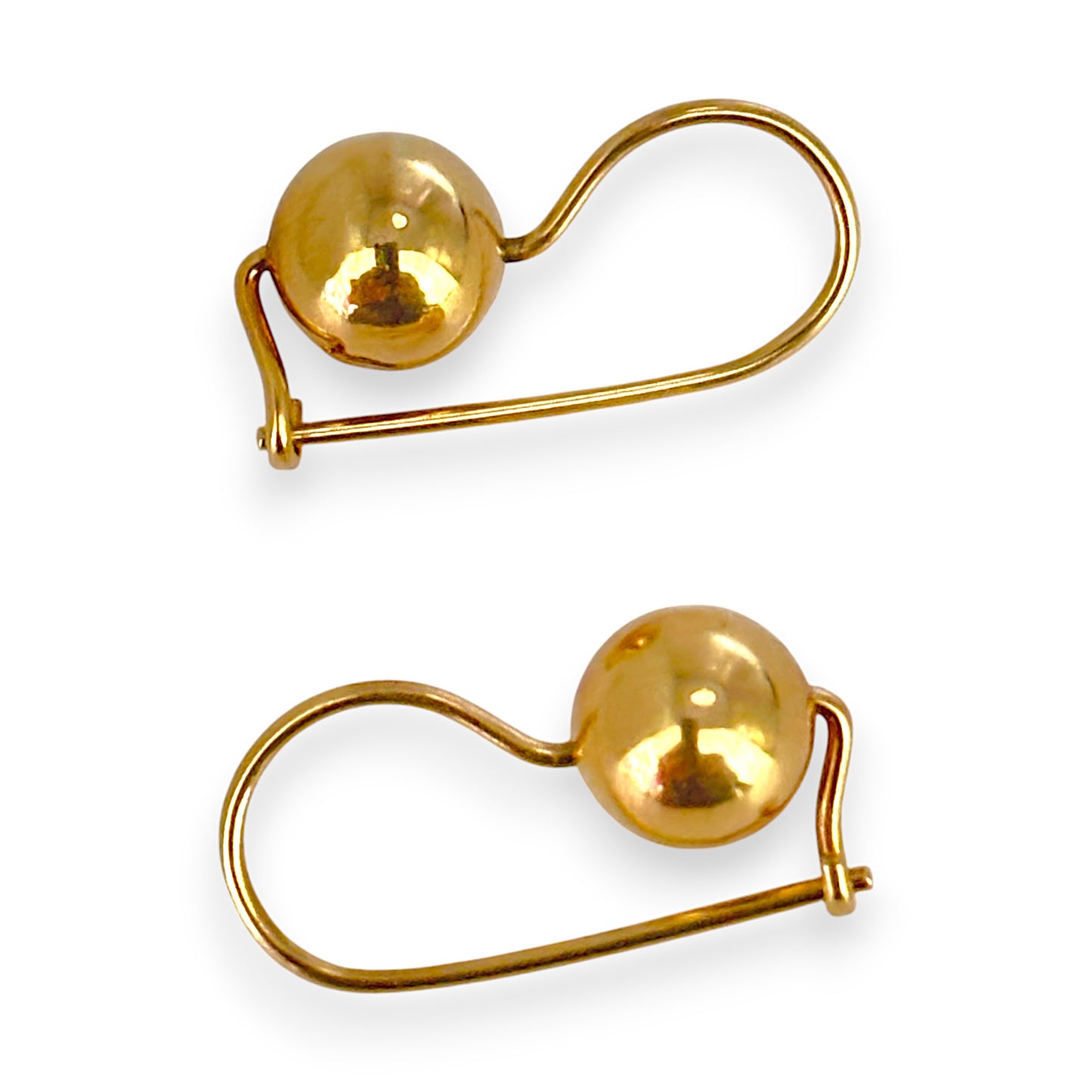 9ct Gold 8mm Ball Drop Earrings. R # 701