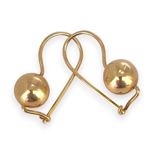 9ct Gold 8mm Ball Drop Earrings. R # 701