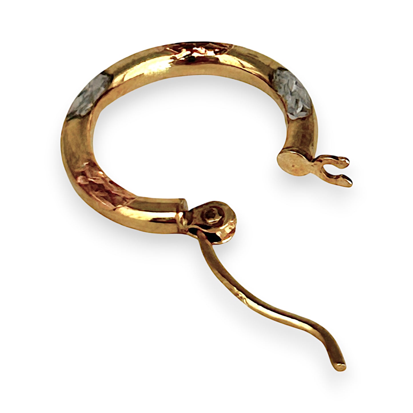 GOLD DEAL | 9K Y/W/R Gold 3 Tone Cushion Rounds Hoop Earrings