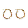 GOLD DEAL | 9K Y/W/R Gold 3 Tone Cushion Rounds Hoop Earrings