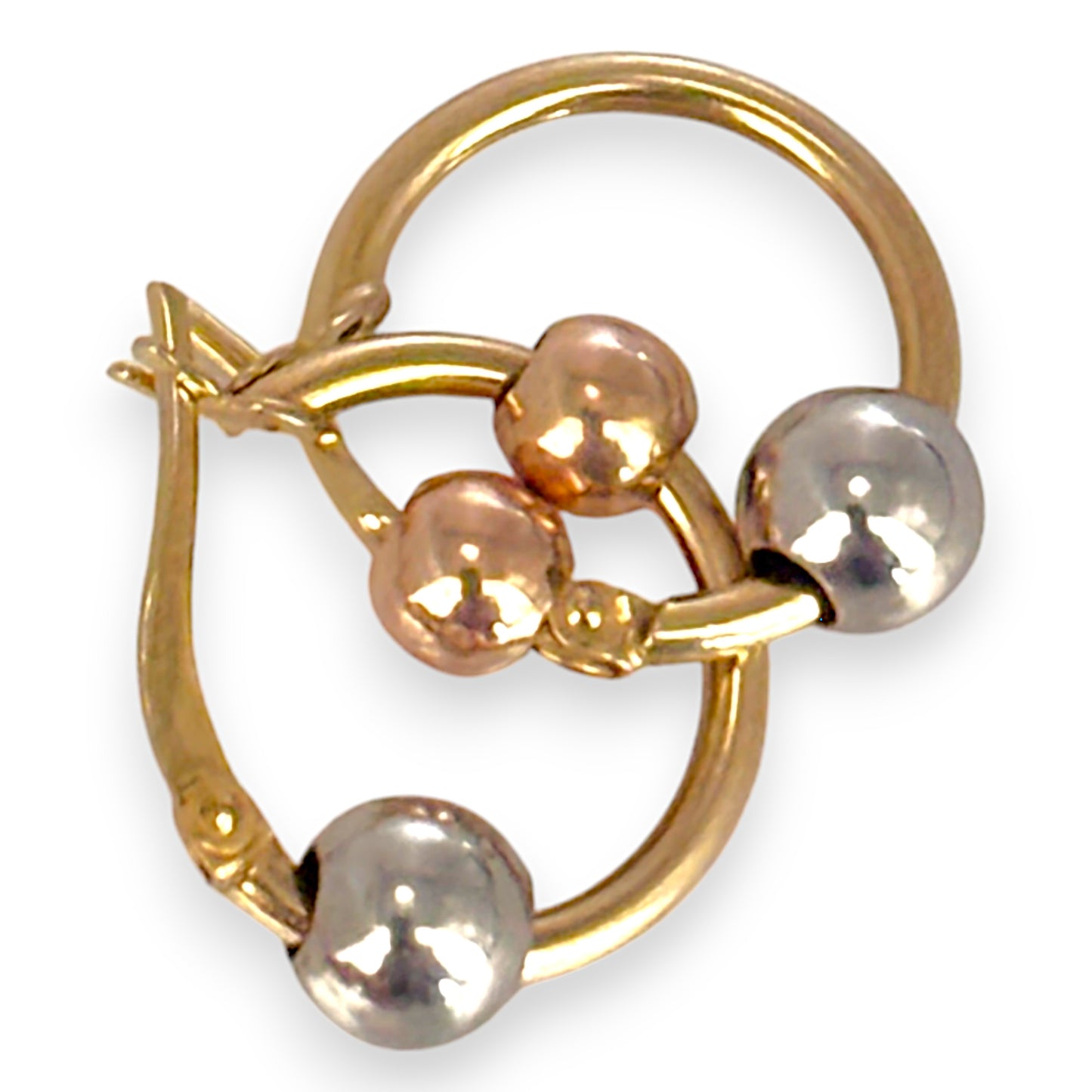 9ct Yellow & White Gold Twin Bead Hoop Earrings. R # 706