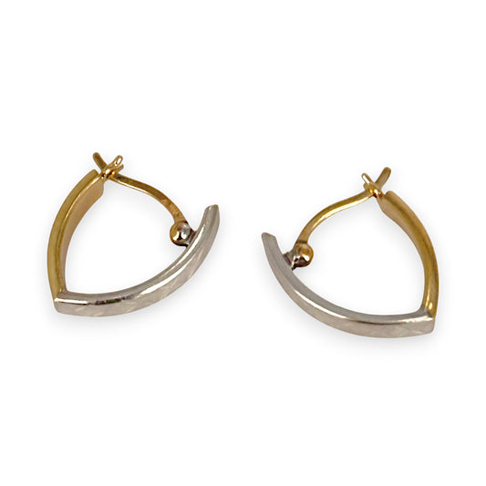 GOLD DEAL | 9ct Yellow & White Gold V Shape Hoop Earrings