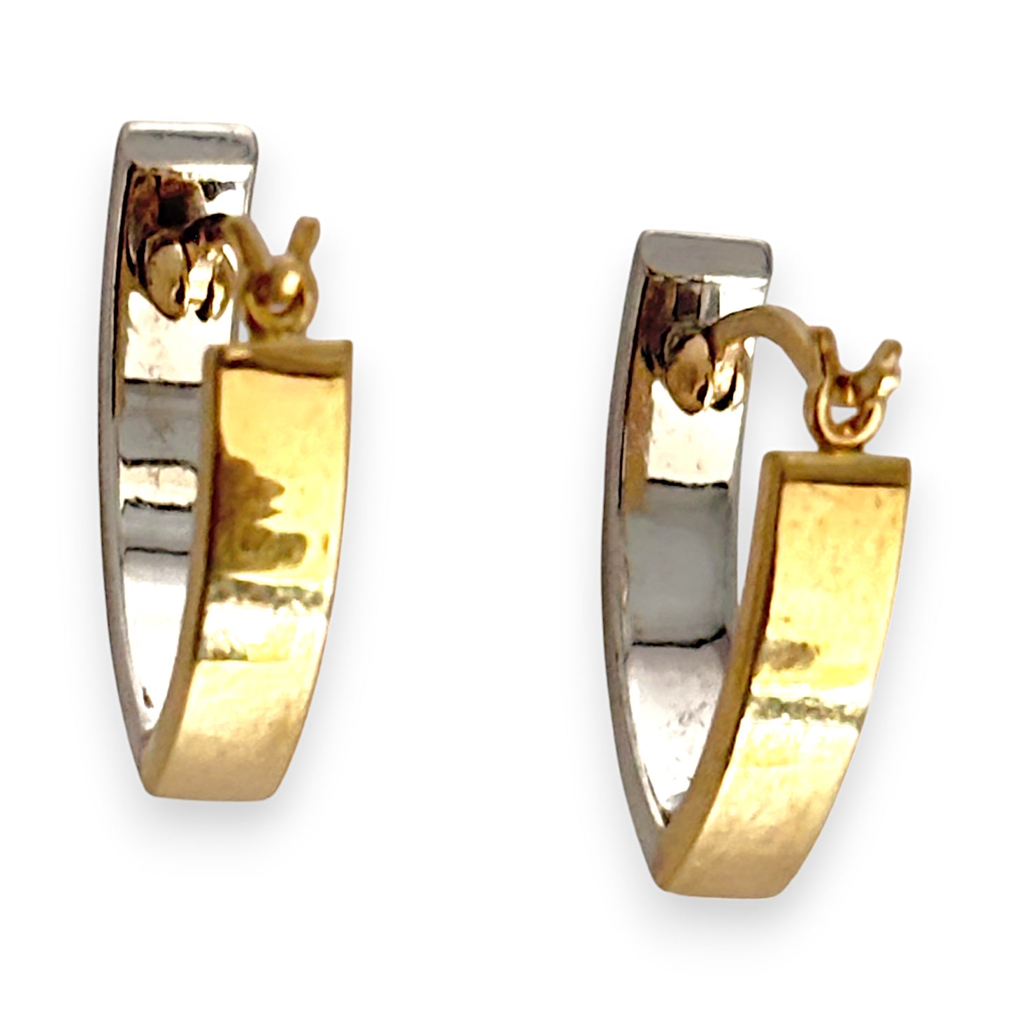 GOLD DEAL | 9ct Yellow & White Gold V Shape Hoop Earrings