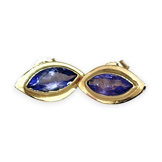 XMAS DEAL | 14kt Gold Tanzanite Stud Earrings