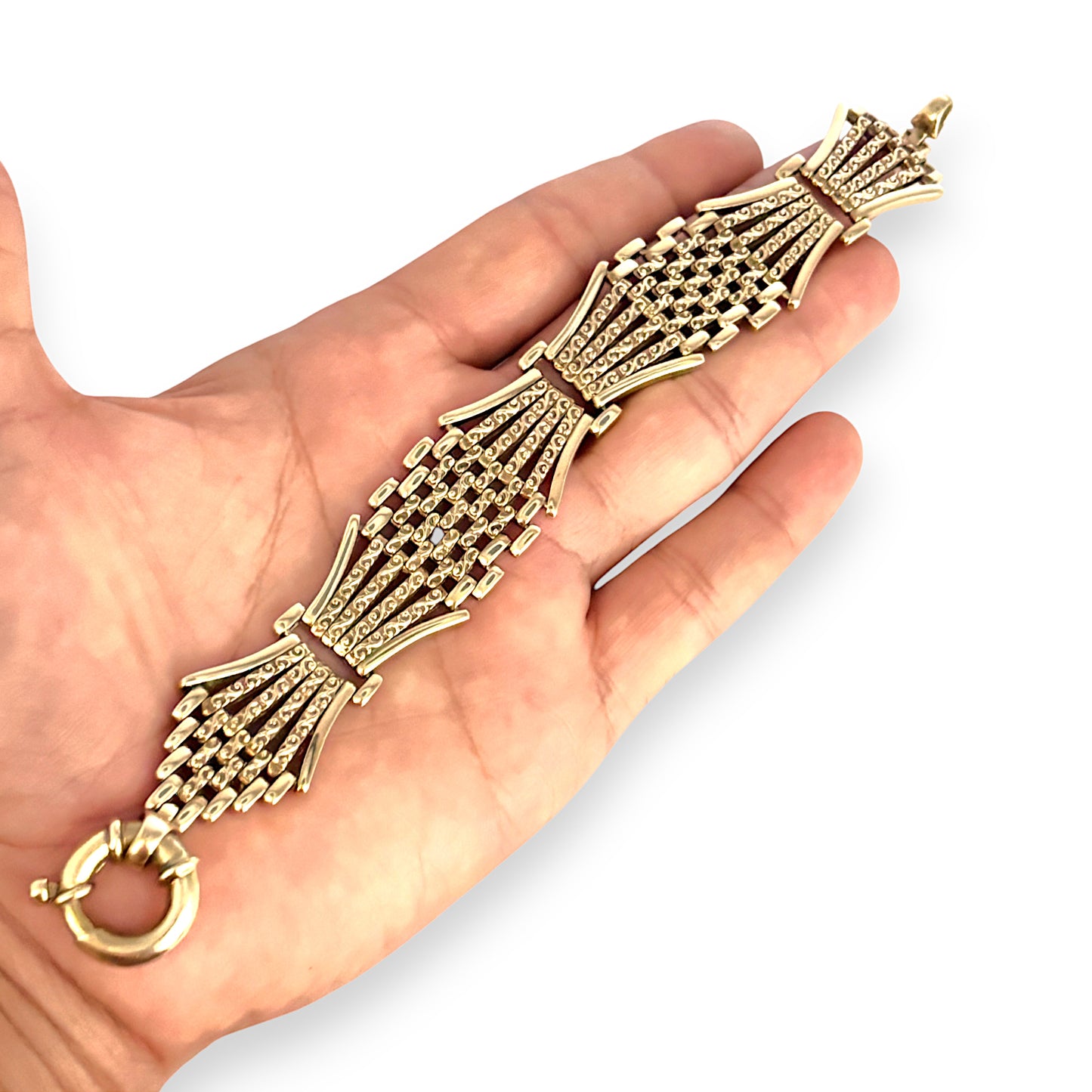 GOLD DEAL | FLASH SALE 9ct Gold Bar Gate Bracelet 51.63g Valuation $9,550