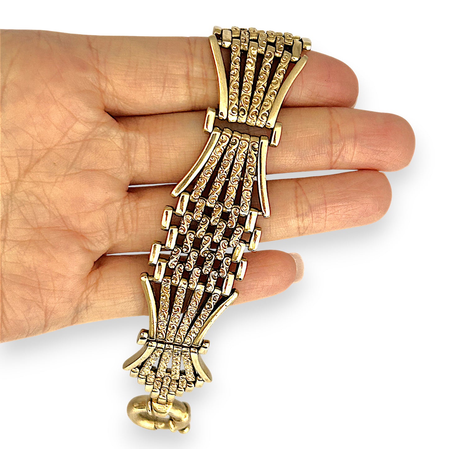 GOLD DEAL | FLASH SALE 9ct Gold Bar Gate Bracelet 51.63g Valuation $9,550
