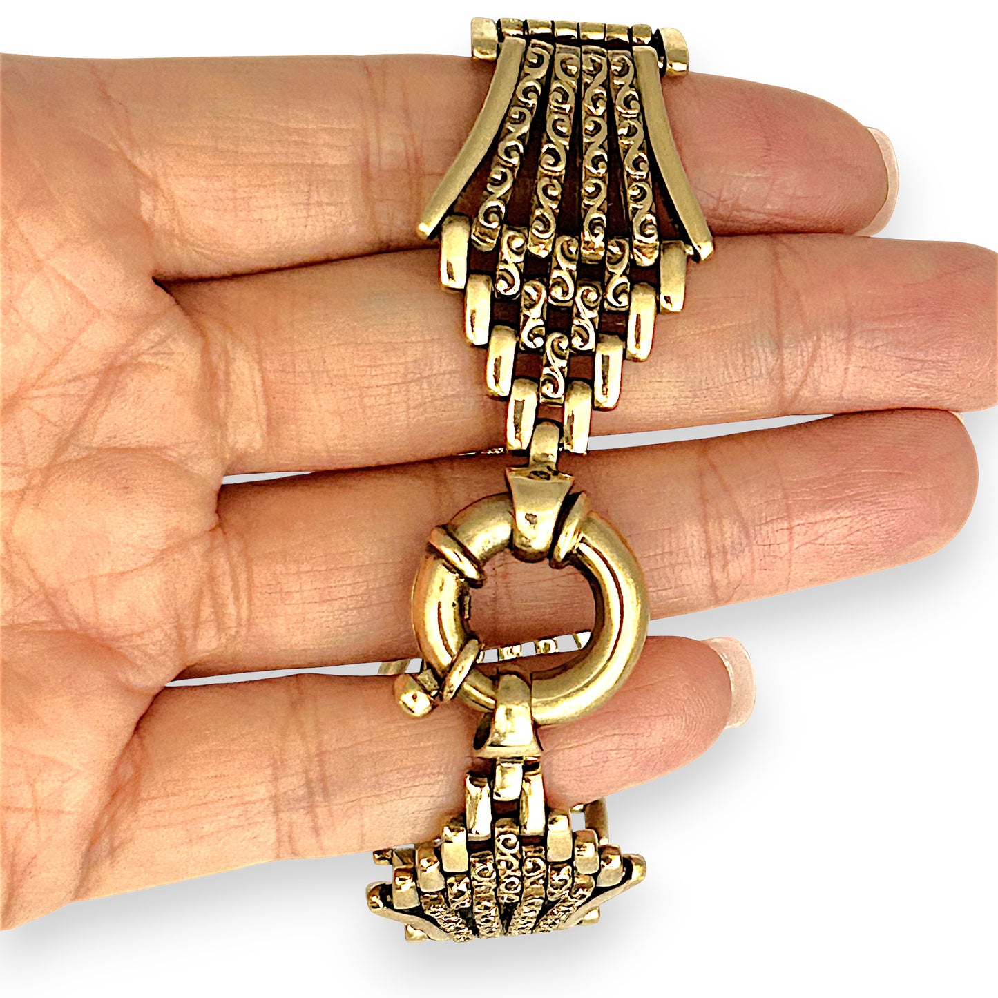 GOLD DEAL | FLASH SALE 9ct Gold Bar Gate Bracelet 51.63g Valuation $9,550