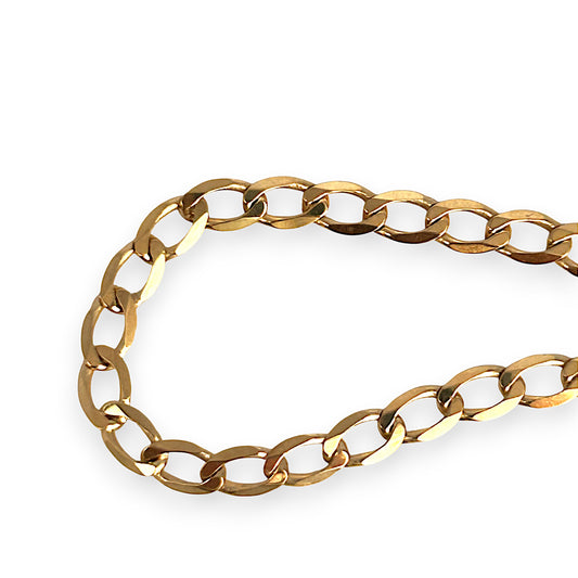 GOLD DEAL | 9ct (9K) Gold Radiant Flat Curb Bracelet. Length 21.5cm